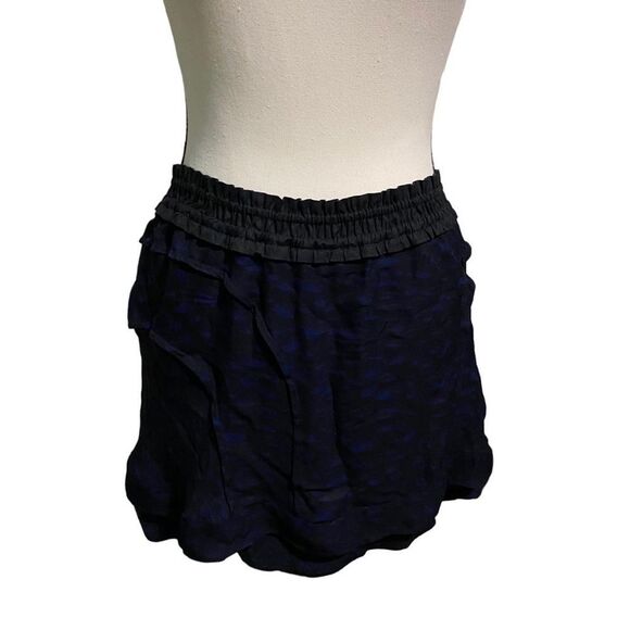 Isabel Marant Blue Black Geometric Pattern 100% Silk Mini Skirt Sz 36 / 4 Grunge - Picture 2 of 10